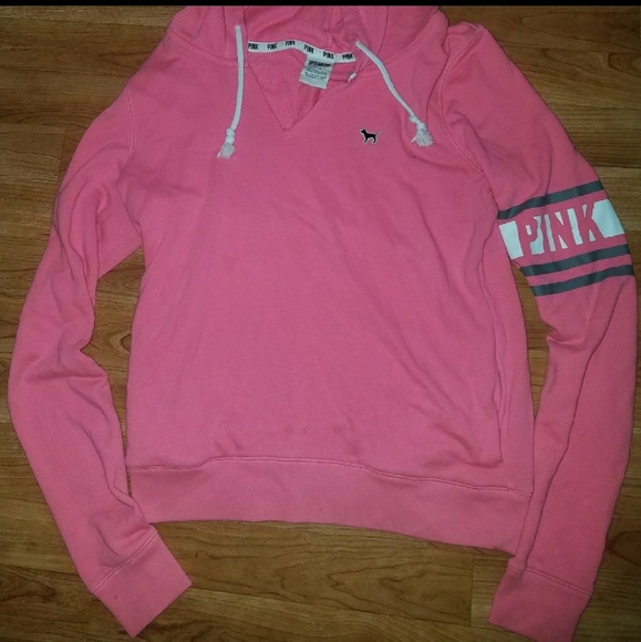 PINK Victoria's Secret Tops - Pink hoodie with v slit in neck
